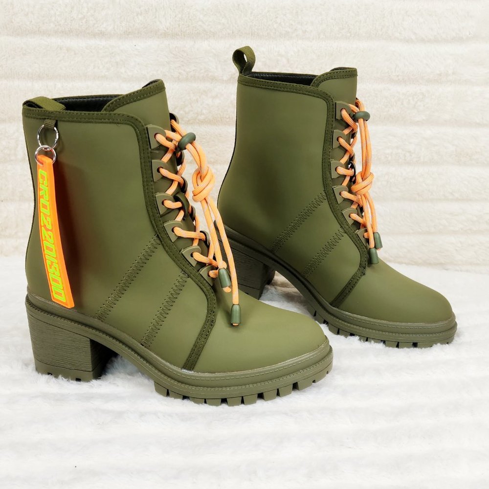 Stellar Olive Army Green Water Resistant Combat Boots Brand New